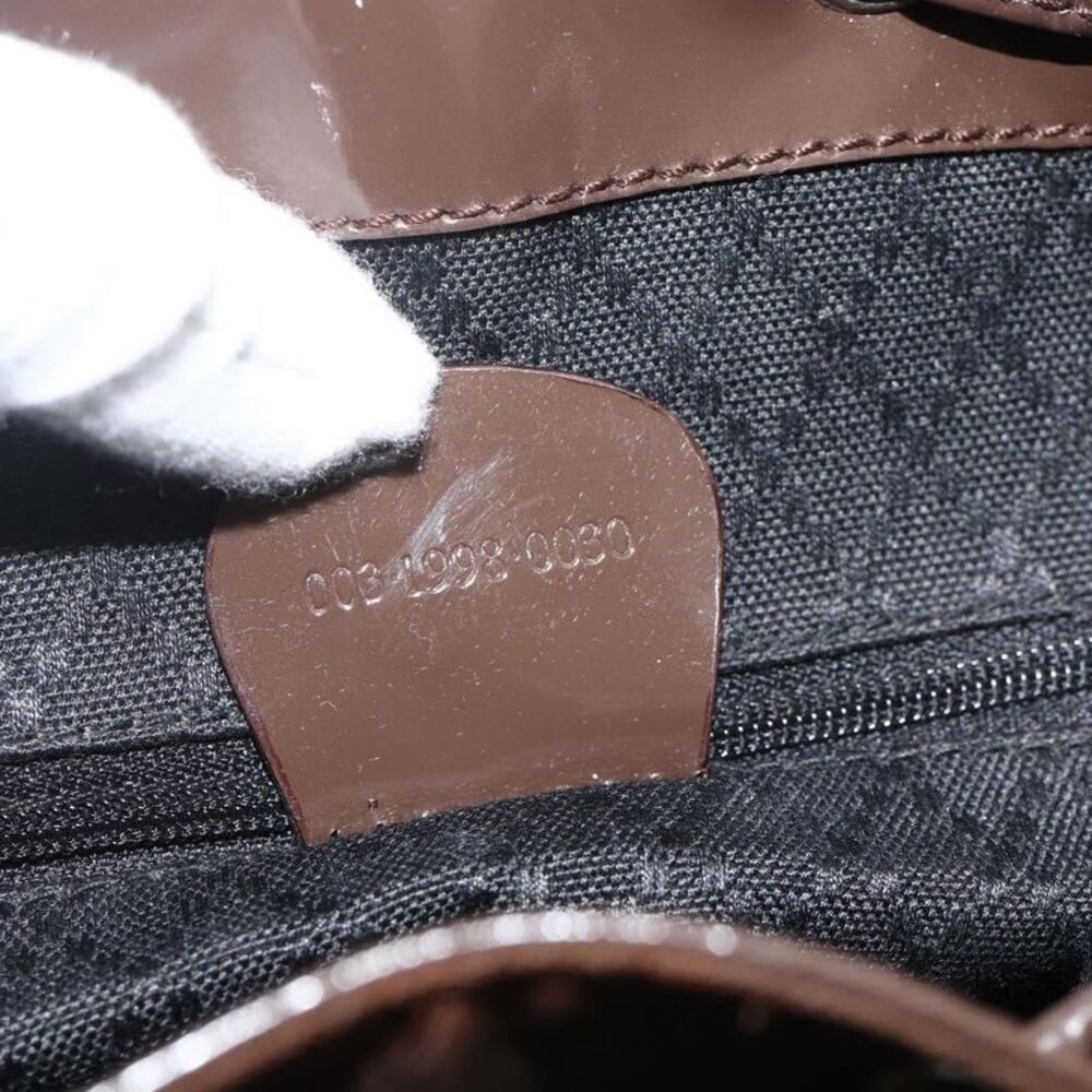 Gucci Vintage Bamboo Backpack Nylon And Patent Leather Brown Nylon Backpack Bag - Picture 7 of 16